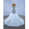 Customized Crystal White Wedding Dresses Ruffled Strapless Wedding Gown Mermaid Backless Lace Up Bridal Dress