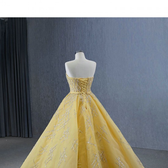 Customized Gold Prom Dresses A Line Strapless Women Party Evening Gowns Formal Sleeveless Occasion Dress