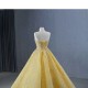 Customized Gold Prom Dresses A Line Strapless Women Party Evening Gowns Formal Sleeveless Occasion Dress