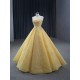 Customized Gold Prom Dresses A Line Strapless Women Party Evening Gowns Formal Sleeveless Occasion Dress