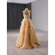 Customized Gold Prom Dresses Halter Neck A Line Formal Party Gowns Floor Length Evening Dress