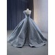 Customized Gray Blue Long Prom Dresses Sleeveless Women Formal Party Wedding Evening Dress