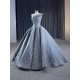 Customized Gray Blue Long Prom Dresses Sleeveless Women Formal Party Wedding Evening Dress