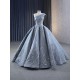 Customized Gray Blue Long Prom Dresses Sleeveless Women Formal Party Wedding Evening Dress