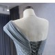 Customized Gray Blue Long Prom Dresses Sleeveless Women Formal Party Wedding Evening Dress