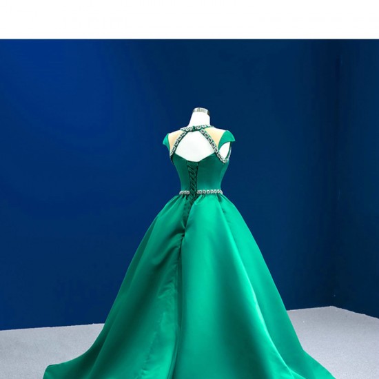 Customized Green Prom Party Dresses For Women Cape Sleeve Long Formal Event Special Occasion Evening Dress