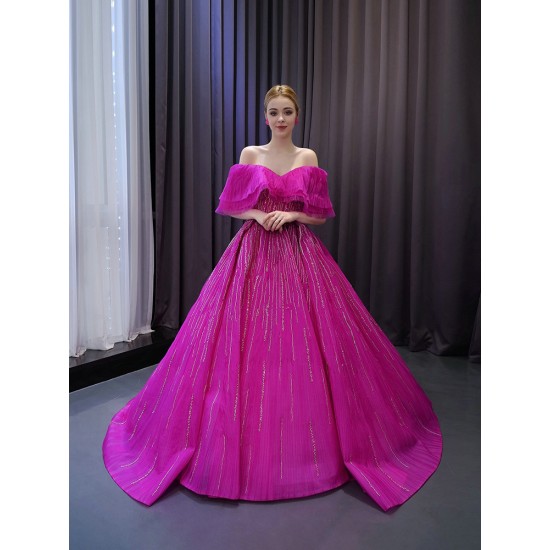 Customized Hot Pink Prom Dresses Cap Sleeves Floor Length Homecoming Dress Formal Party Special Occasion Gowns