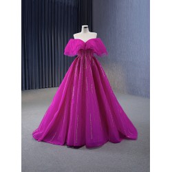 Customized Hot Pink Prom Dresses Cap Sleeves Floor Length Homecoming Dress Formal Party Special Occasion Gowns