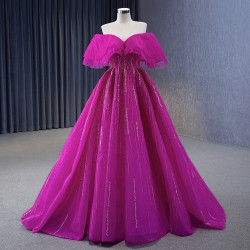 Customized Hot Pink Prom Dresses Cap Sleeves Floor Length Homecoming Dress Formal Party Special Occasion Gowns