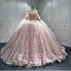 Customized Luxury Ball Gown Pink Quinceanera Dress 2024 Princess 3D Flowers Appliques Vestidos De 15 Anos