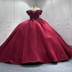 Customized Off Shoulder Ball Gown Red Quinceanera Dress 2024 Princess Flowers Appliques Beading Lace Up Vestidos De 15 Anos