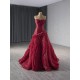 Customized Red Long Prom Dresses Ruffled Evening Gowns Open Back Women Formal Occasion Party Dress