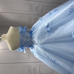 Customized Sky Blue Quinceanera Dresses Flowers Appliques Sweetheart Ball Gowns Princess Vestidos De 15 Anos