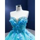 Cyan Blue Quinceanera Dress 2024 Sweetheart Neck Party Dress 3D Flowers Evening Dress