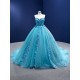 Cyan Blue Quinceanera Dress 2024 Sweetheart Neck Party Dress 3D Flowers Evening Dress