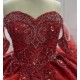 Detachable Sleeve Burgundy Quinceanera Dresses for Girls Sequined Ball Gown Vestido De 15 Anos Custom Made