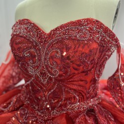 Detachable Sleeve Burgundy Quinceanera Dresses for Girls Sequined Ball Gown Vestido De 15 Anos Custom Made