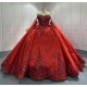 Detachable Sleeve Burgundy Quinceanera Dresses for Girls Sequined Ball Gown Vestido De 15 Anos Custom Made