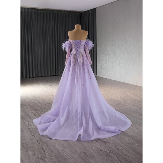 Detachable Sleeve Lavender Prom Dresses Black Girl Mermaid Evening Dresses Sequin Birthday Party Gowns