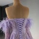 Detachable Sleeve Lavender Prom Dresses Black Girl Mermaid Evening Dresses Sequin Birthday Party Gowns