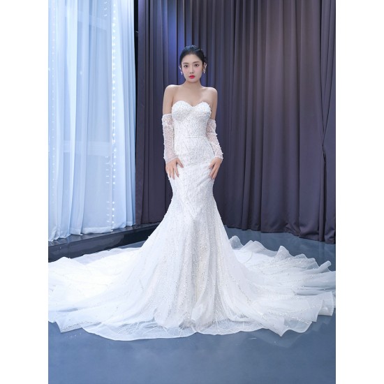 Detachable Sleeve Wedding Dress Sweetheart Neck Backless Formal Bridal Growns vestido de noiva Sweep Train 2024