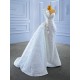 Detachable Train Wedding Dress Sleeveless Bridal Gown Sequin Floor Length Bride Dresses Vestidos De Novia