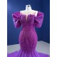 Dubai Beaded Purple Evening Dresses Off Shoulder Mermaid Formal Prom Gowns 2024 For Women Party