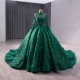 Elegant 3D Flowers Red Quinceanera Dress Appliques Lace Ball Gown Sweet 16 Gowns Birthday Long Sleeve Vestidos De 15 XV Anos