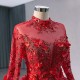 Elegant 3D Flowers Red Quinceanera Dress Appliques Lace Ball Gown Sweet 16 Gowns Birthday Long Sleeve Vestidos De 15 XV Anos