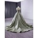 Elegant Pistachio Green A Line Evening Dresses Sleeveless Beaded Prom Gowns for Women Wedding Guest Party