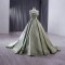 Elegant Pistachio Green A Line Evening Dresses Sleeveless Beaded Prom Gowns for Women Wedding Guest Party