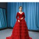 Elegant Red Long Prom Dresses For Women 2024 Tiered Evening Party Gowns Long Sleeve Vestidos De Gala