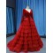 Elegant Red Long Prom Dresses For Women 2024 Tiered Evening Party Gowns Long Sleeve Vestidos De Gala