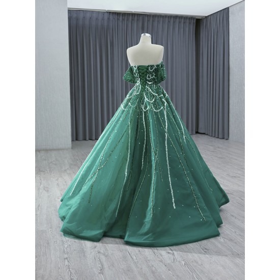 Emerald Green Prom Dresses Off The Shoulder Homecoming Gowns Lace Up Women Formal Cocktail Dress