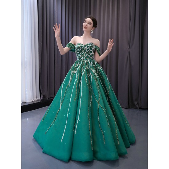 Emerald Green Prom Dresses Off The Shoulder Homecoming Gowns Lace Up Women Formal Cocktail Dress