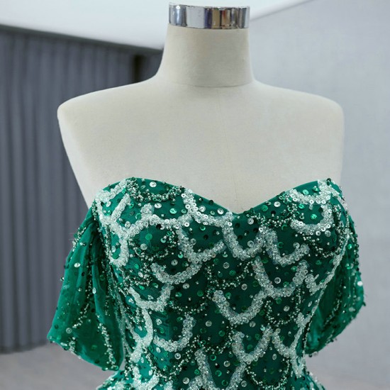 Emerald Green Prom Dresses Off The Shoulder Homecoming Gowns Lace Up Women Formal Cocktail Dress