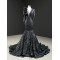 Exquisite Black Mermaid Long Sleeve Evening Dresses 2024 V Neck Beading Evening Prom Gowns