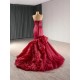 Exquisite Burgundy Mermaid Prom Dresses For Black Girl Sleeveless Evening Dresses Ruffled Birthday Party Gowns