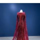 Fashion Burgundy Prom Dresses Cape Sleeve Sequin Gowns Scoop Neck Formal Evening Party Dress