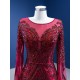 Fashion Burgundy Prom Dresses Cape Sleeve Sequin Gowns Scoop Neck Formal Evening Party Dress