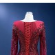 Fashion Burgundy Prom Dresses Cape Sleeve Sequin Gowns Scoop Neck Formal Evening Party Dress