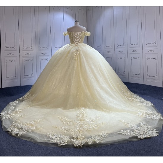 Fashionable Champagne Quinceanera Dresses for Girls Lace Appliques Vestido De 15 Anos Custom Made