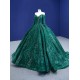 Floral Applique Emerald Green Quinceanera Dress Long Sleeve Beading Ball Gown Sweet 16 Cocktail Dresses Vestidos De Baile