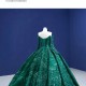 Floral Applique Emerald Green Quinceanera Dress Long Sleeve Beading Ball Gown Sweet 16 Cocktail Dresses Vestidos De Baile