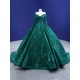 Floral Applique Emerald Green Quinceanera Dress Long Sleeve Beading Ball Gown Sweet 16 Cocktail Dresses Vestidos De Baile