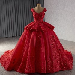 Floral Red Quinceanera Dress Off Shoulder Vestidos De 15 Anos Plus Size Women Sweet 15 16 Dress