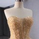 Formal Gold Prom Dresses A Line Sequin Evening Dress Strapless Night Cocktail Party Gowns Custom Size