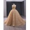 Formal Gold Prom Dresses A Line Sequin Evening Dress Strapless Night Cocktail Party Gowns Custom Size