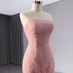 Glamorous Mauve Long Prom Party Dresses Ruffles Sleeveless Bridesmaid Gowns Special Occasion Formal Dress