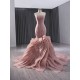 Glamorous Mauve Long Prom Party Dresses Ruffles Sleeveless Bridesmaid Gowns Special Occasion Formal Dress